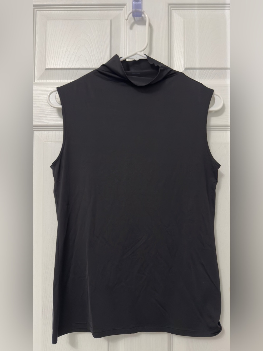 Sleeveless Black Mock-Neck Tank Top